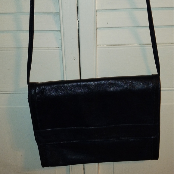 Vintage Astor Bags Blue Navy Leather Crossbody Purse - Picture 2 of 11